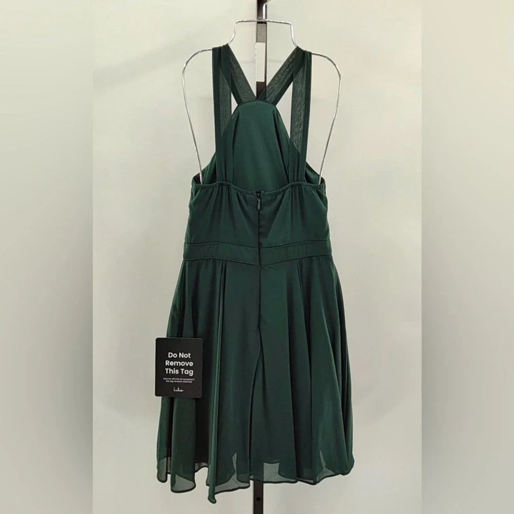 Lulus Forevermore Emerald Green Skater Dress S NWT - Picture 5 of 6